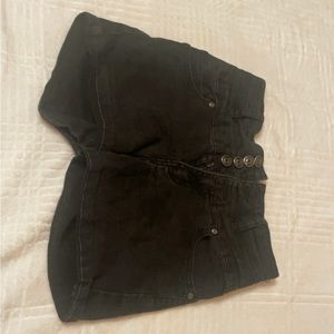 Size 1  Silver Crush Black High Waisted Denim Shorts